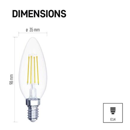 EMOS LED žárovka Filament svíčka / E14 / 6 W (60 W) / 810 lm / neutrální bílá ZF3241