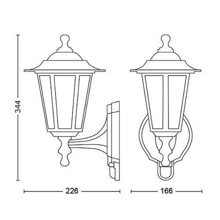 Philips PEKING SVÍTIDLO VENKOVNÍ NÁSTĚNNÉ s čidlem E27 max. 60W, IP44, černá