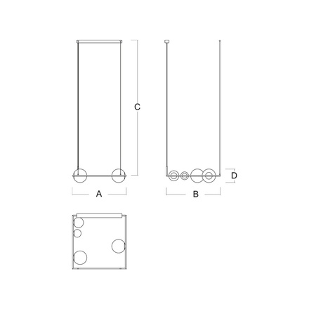 LUCIS závěsné svítidlo PALA 2x60W + 1x48W + 1x33W G9 sklo černá opál ZL4.14.P4.45