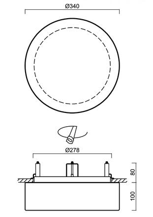 OSMONT 67115 ERIS V2 stropní/nástěnné skleněné polovestavné svítidlo bílá IP44 3000 K 14W LED HF nouzové kombinované 3 h