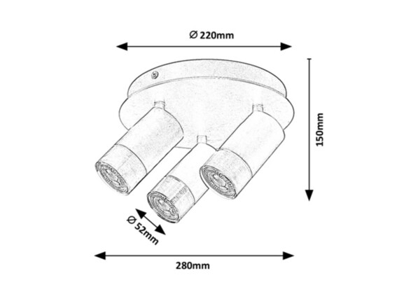 Rabalux stropní svítidlo Zircon GU10 3X MAX 5W matná černá 5071