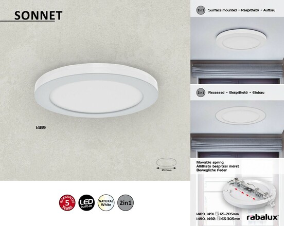 Rabalux stropní svítidlo Sonnet LED 18W 1489