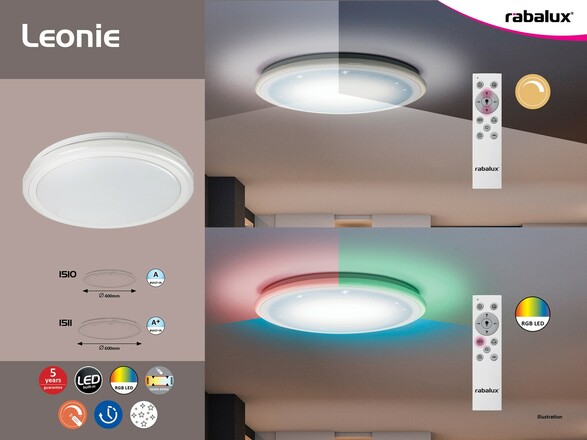 Rabalux stropní svítidlo Leonie LED 32W CCT RGB DIM 1510