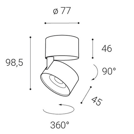 LED2 11508213 KLIP ON, WB 11W 2700K stropní černé/bílé